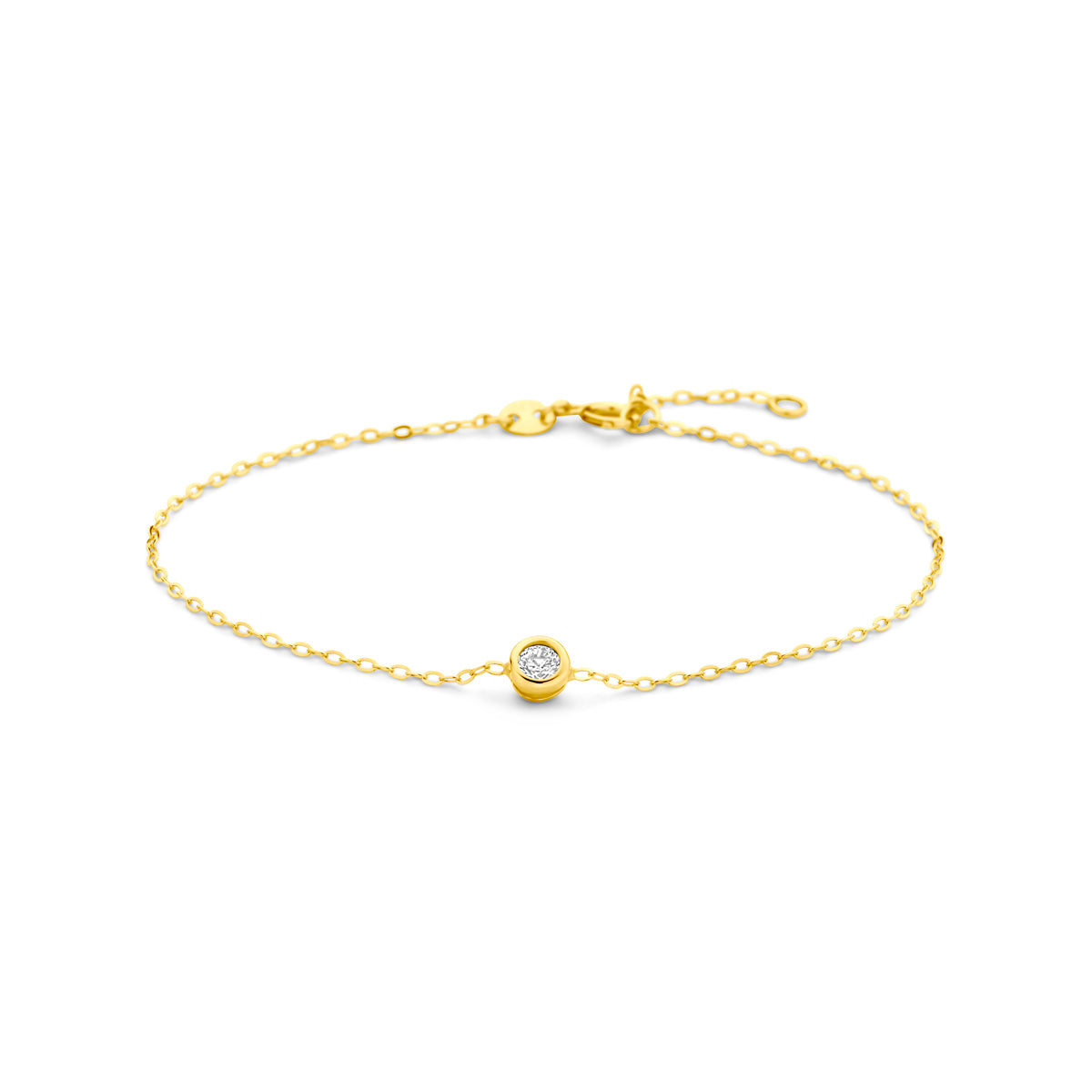 Armband Zirkonia 16,5 - 18,5 cm 14K Gelbgold