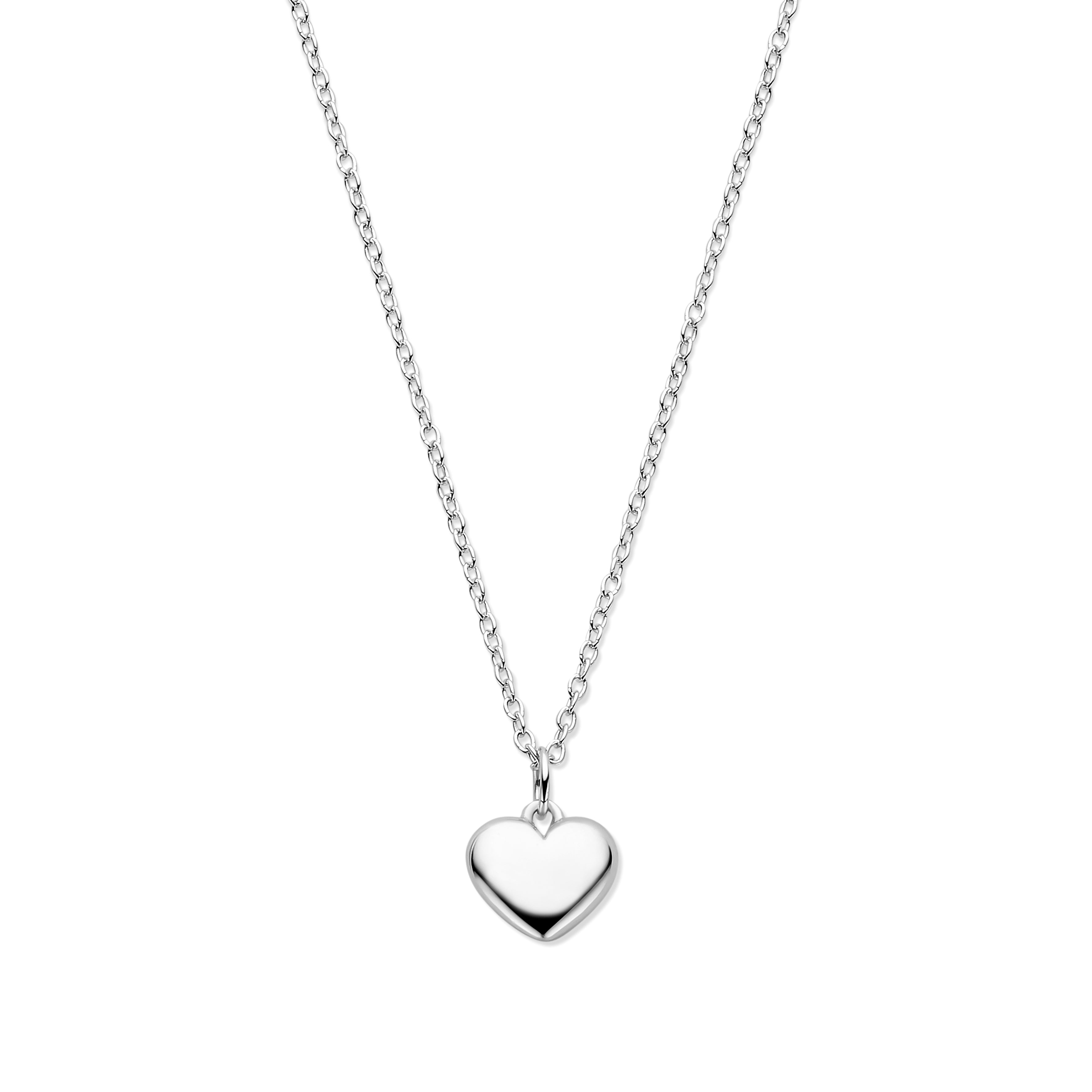 collier hartje 41 - 43 - 45 cm zilver gerhodineerd