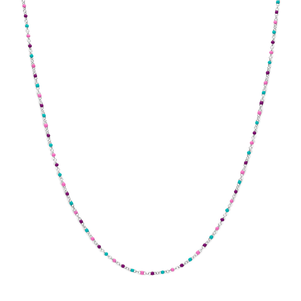 Halskette Kugeln aus farbigem Email 36 + 4 cm Silber rhodiniert