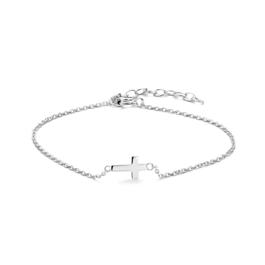 Armband Kreuz 16 + 3 cm Silber rhodiniert