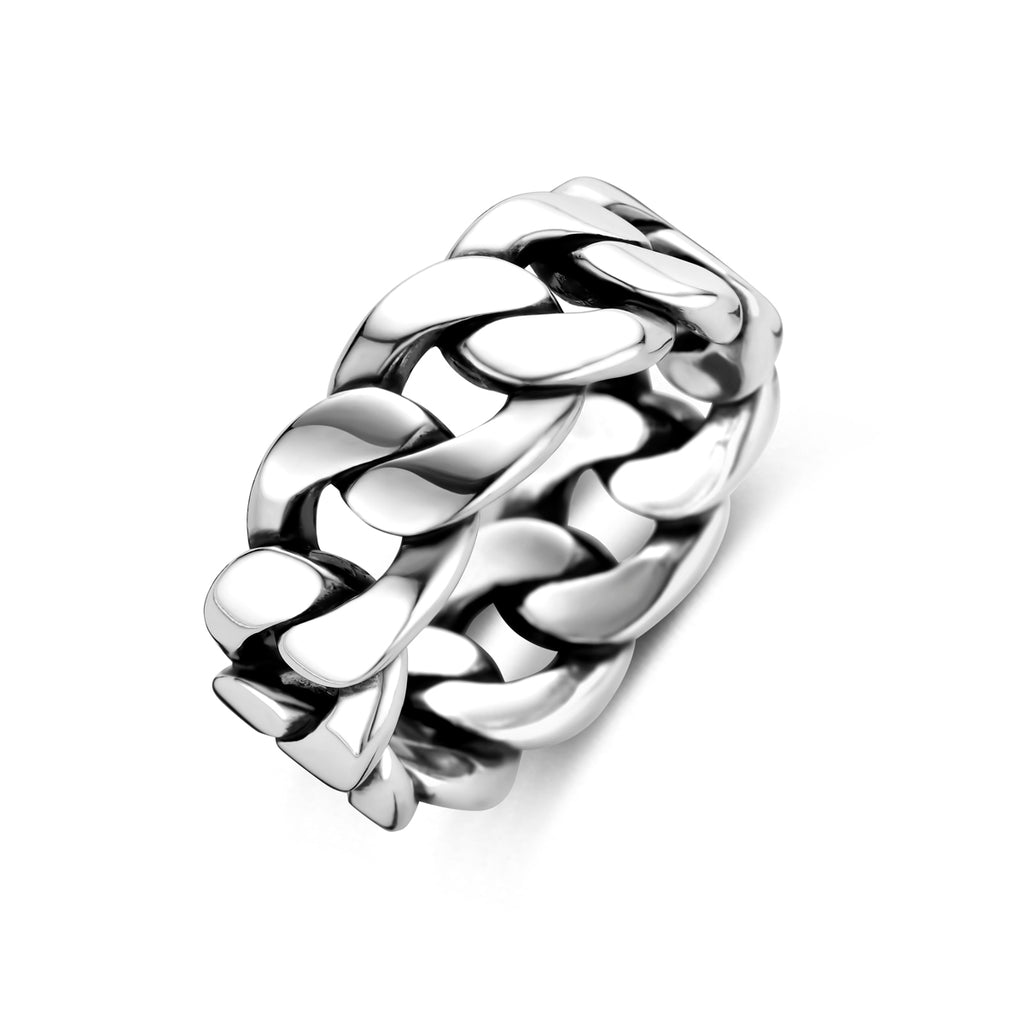 Ring Kettenglied oxidiertes Silber