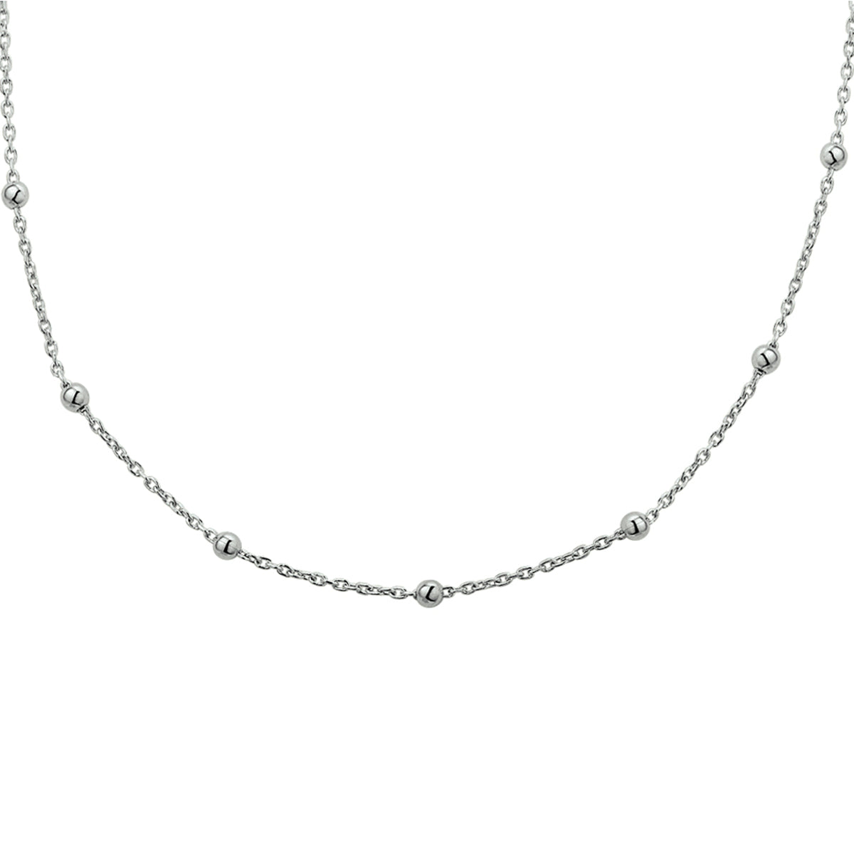 Halskette Kugeln 1,2 mm 40 + 4 cm Silber rhodiniert