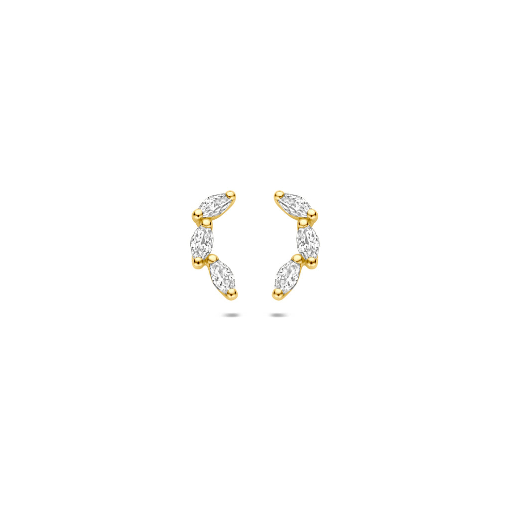 9k oorknoppen zirkonia 10 mm 9K geel