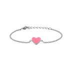 Armband Herz rosa Emaille 13 + 2 cm Silber rhodiniert