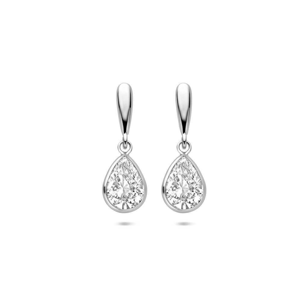 Ohrhänger Tropfen Zirkonia 20 mm Silber rhodiniert