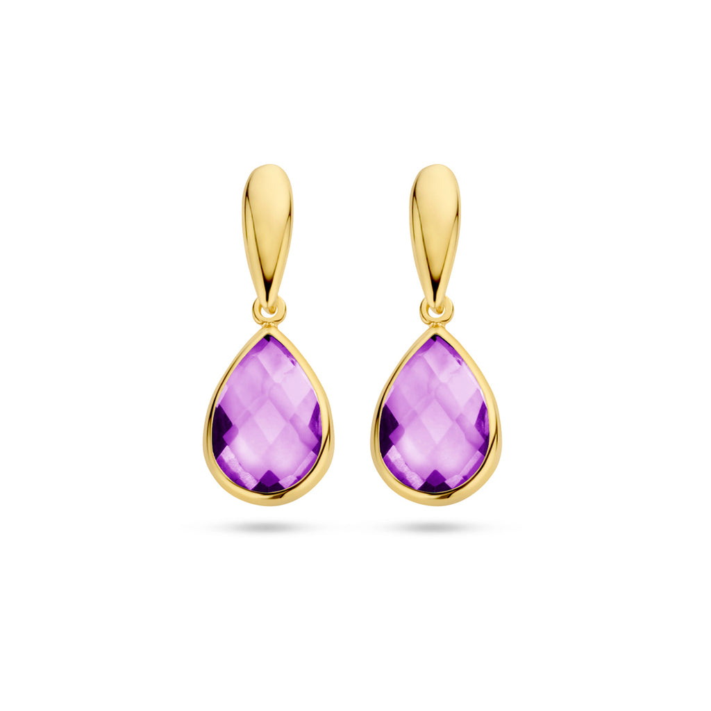 Ohrhänger Amethyst 20 mm 14K Gelbgold
