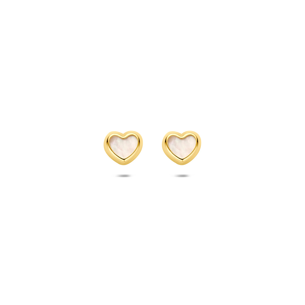 9k oorknoppen hartje parelmoer 4,5 mm 9K geel