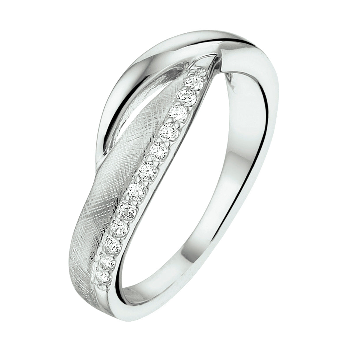 ring gescratcht zirkonia zilver gerhodineerd