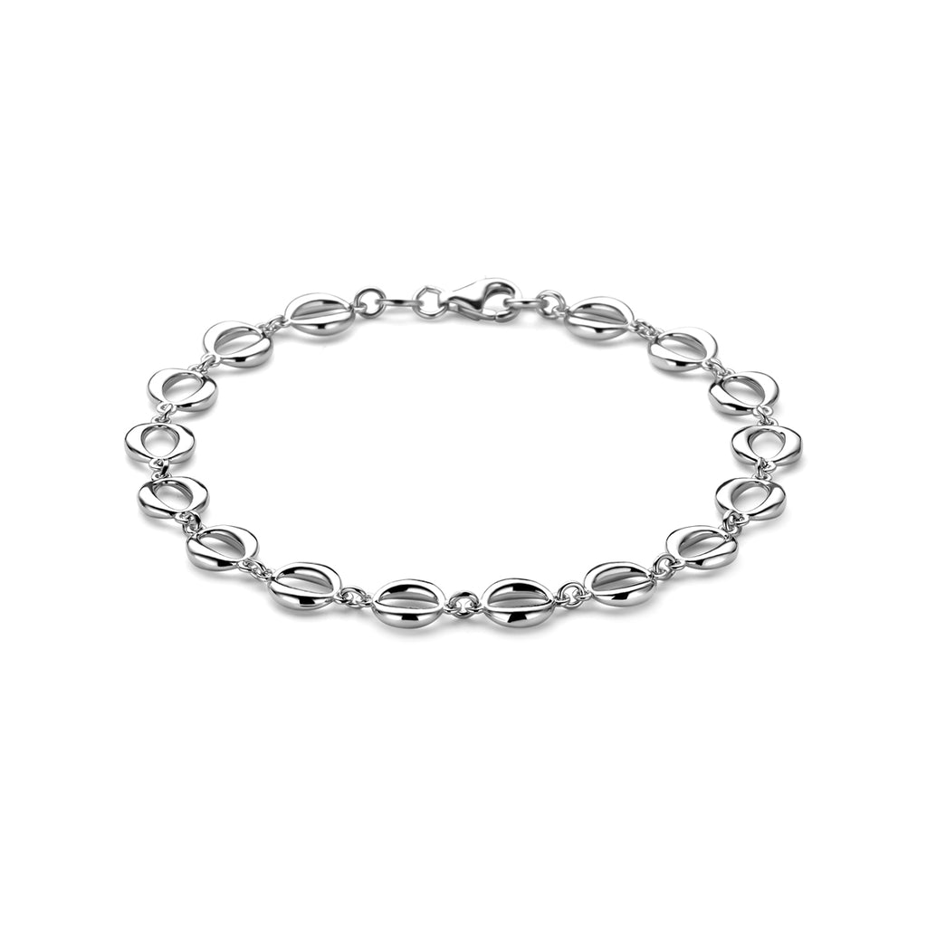 Armband 7,5 mm 20 cm rhodiniertes Silber