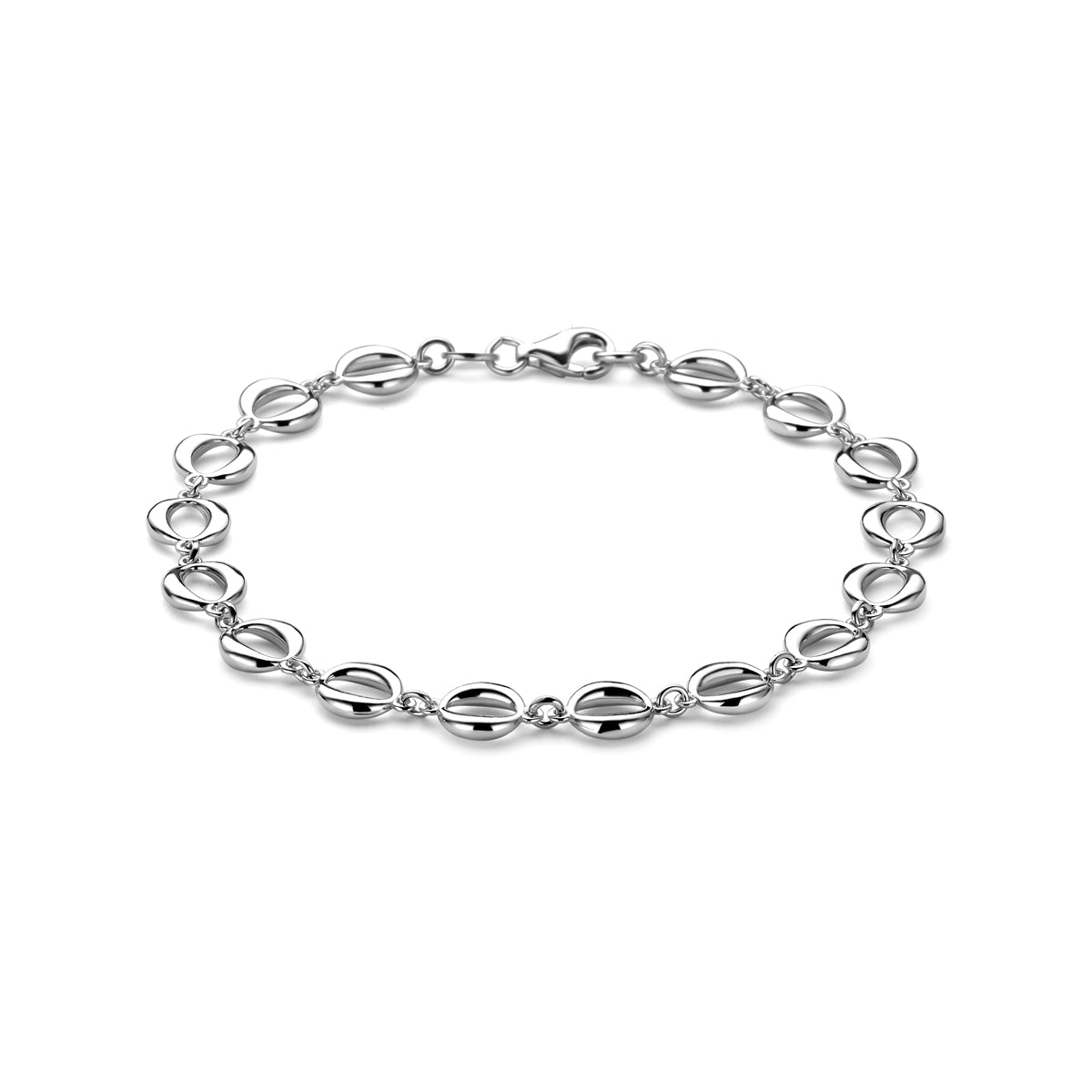 Armband 7,5 mm 20 cm rhodiniertes Silber