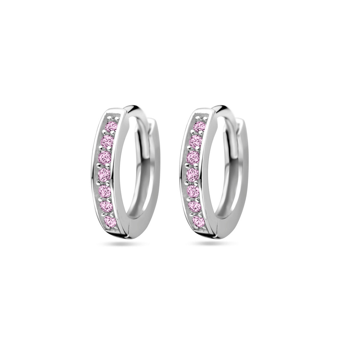 Klappohrringe rosa Zirkonia 9 mm Silber rhodiniert