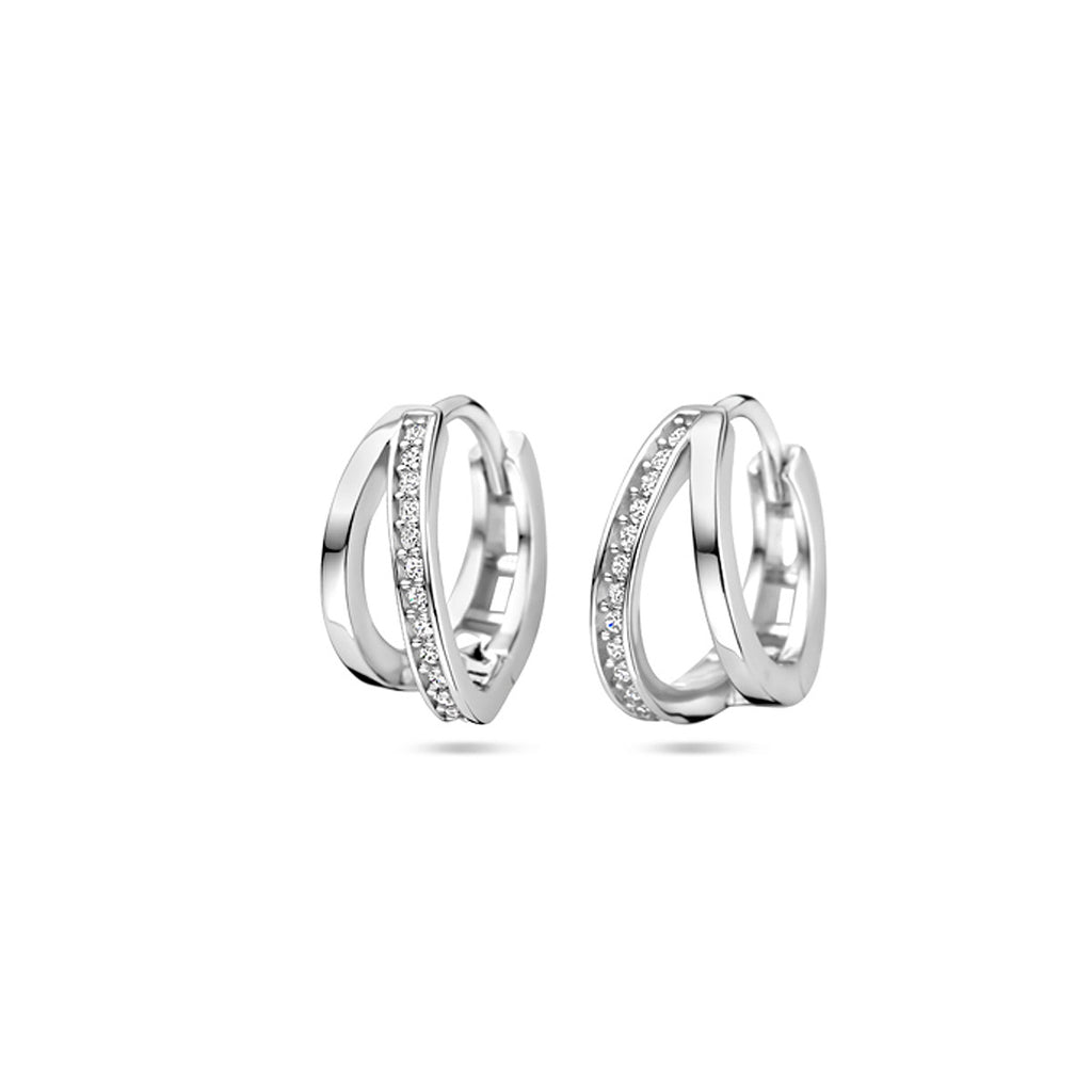 Klappcreolen Zirkonia 12,5 mm Silber rhodiniert