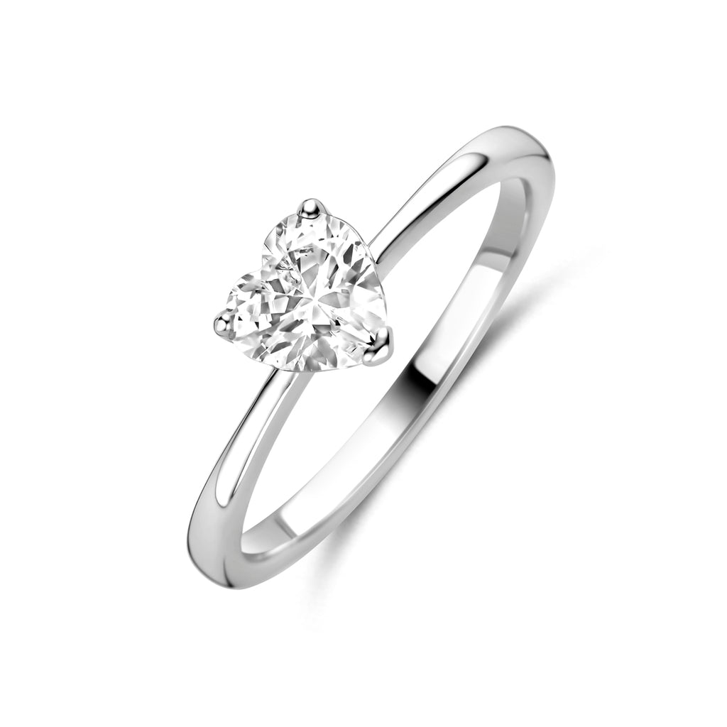 Ring Zirkonia Herz Silber rhodiniert