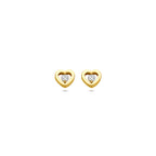 oorknoppen hartjes diamant 0.10ct (2x 0.05ct) h si 5,5 mm 14K geelgoud