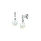 oorhangers parel en zirkonia zilver gerhodineerd