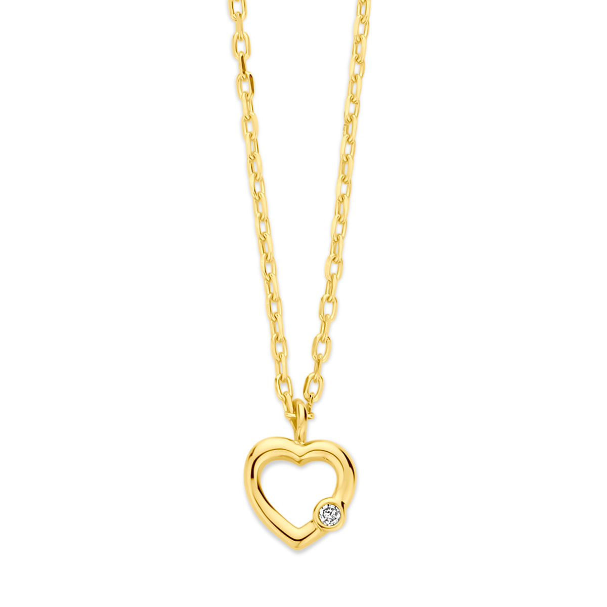 collier hart en diamant 0.01ct h si 41 - 43 cm 14K geelgoud