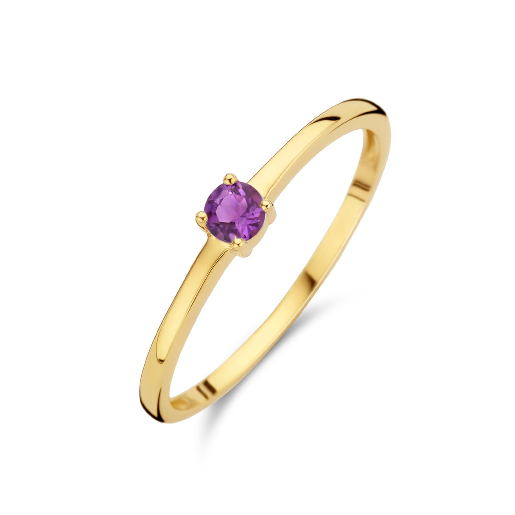 Ring mit Geburtsstein Amethyst Februar 14K Gelbgold