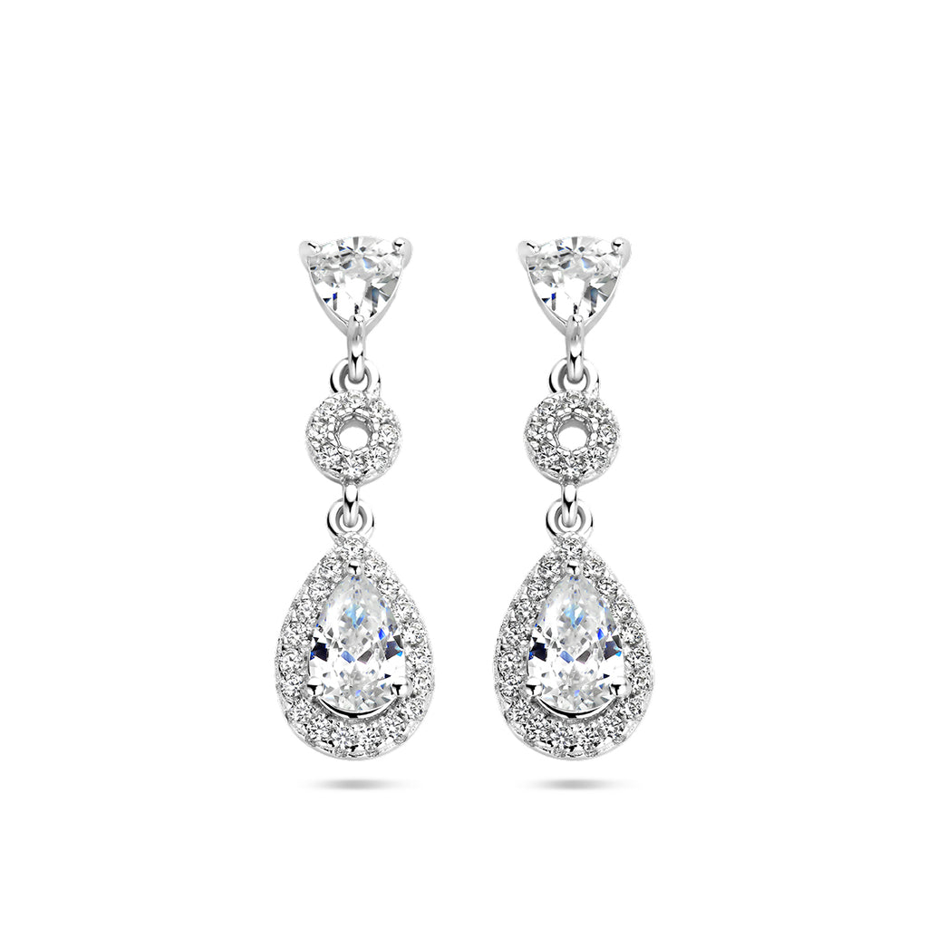 oorhangers zirkonia halo zilver gerhodineerd