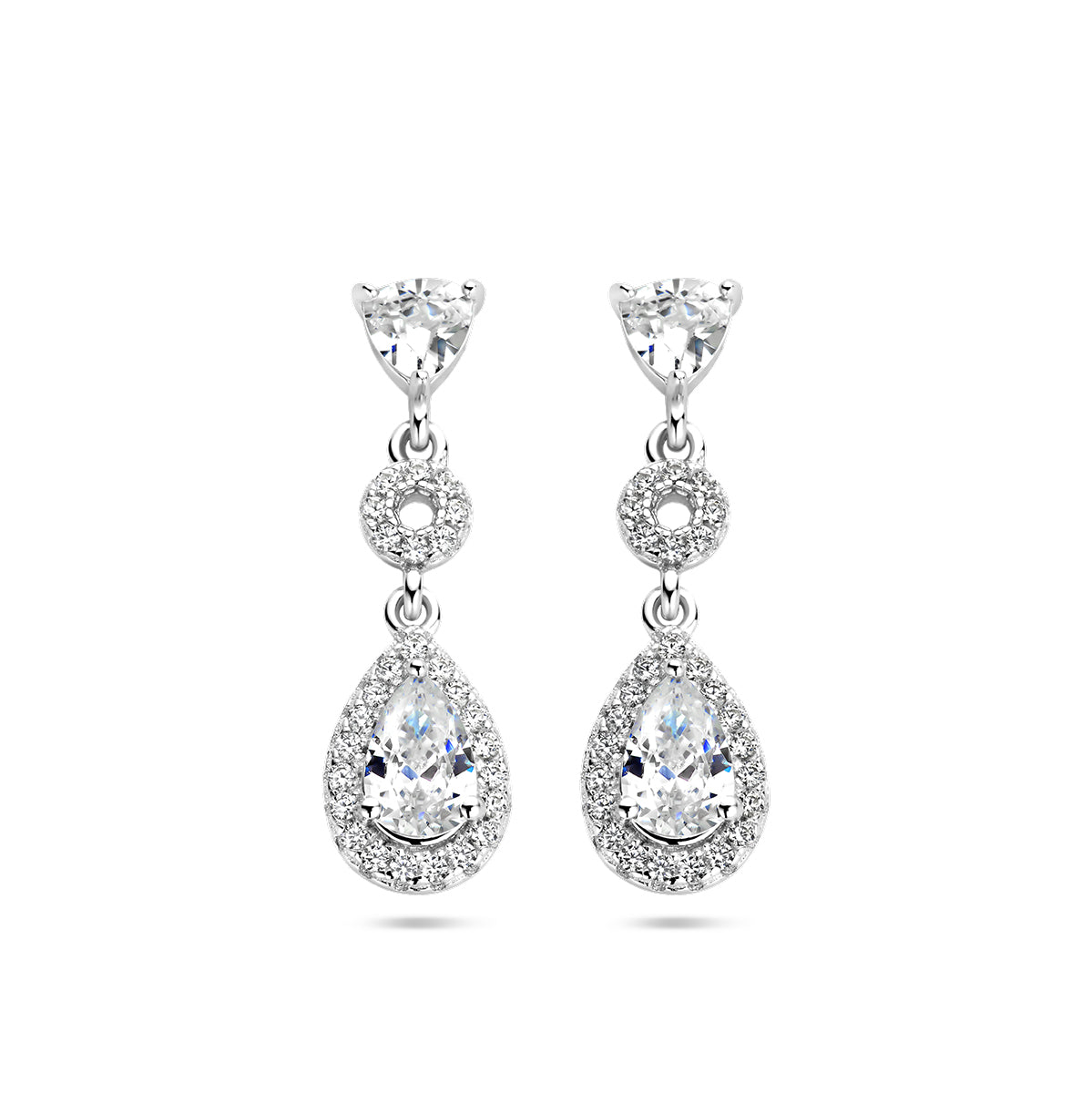 oorhangers zirkonia halo zilver gerhodineerd