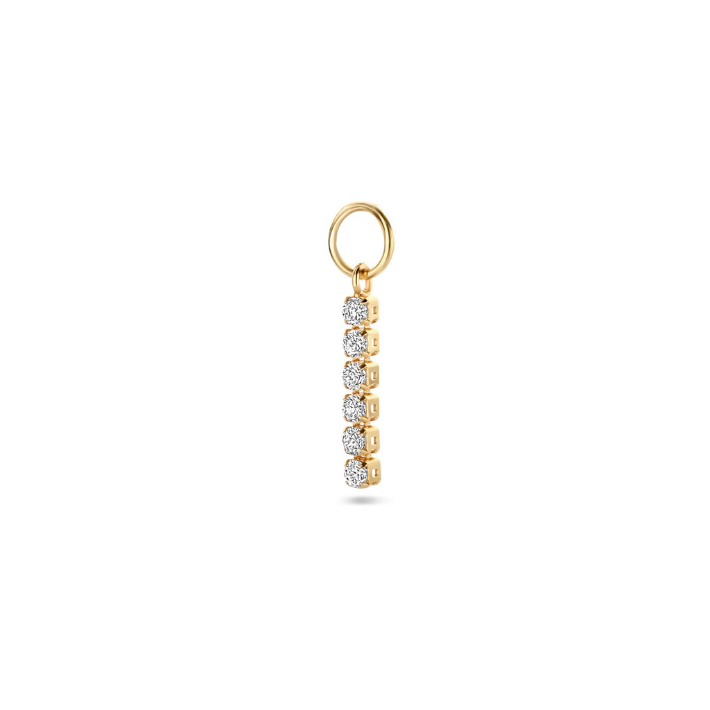 oorringhanger zirkonia per stuk 15 mm zilver verguld (geel)