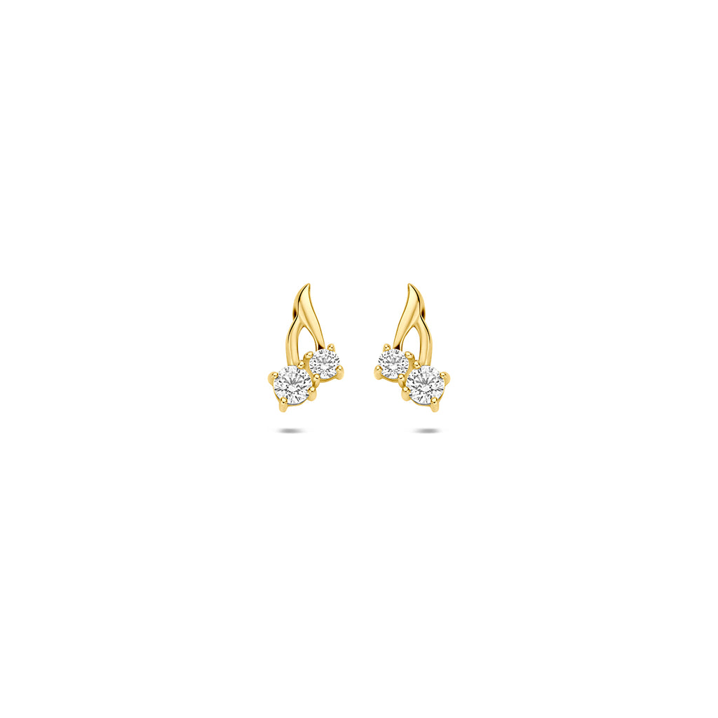 9k oorknoppen zirkonia 8,5 mm 9K geel