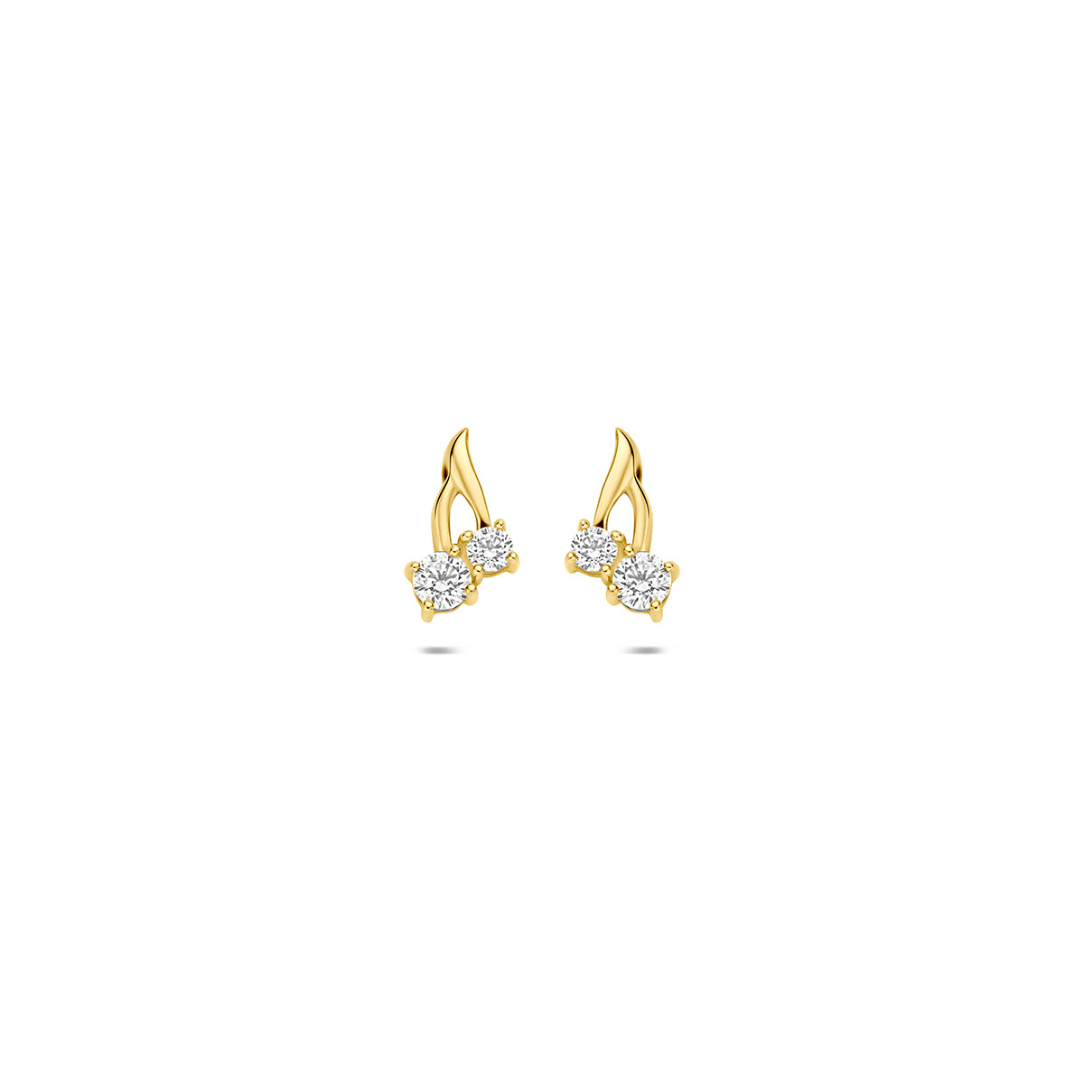 9k oorknoppen zirkonia 8,5 mm 9K geel