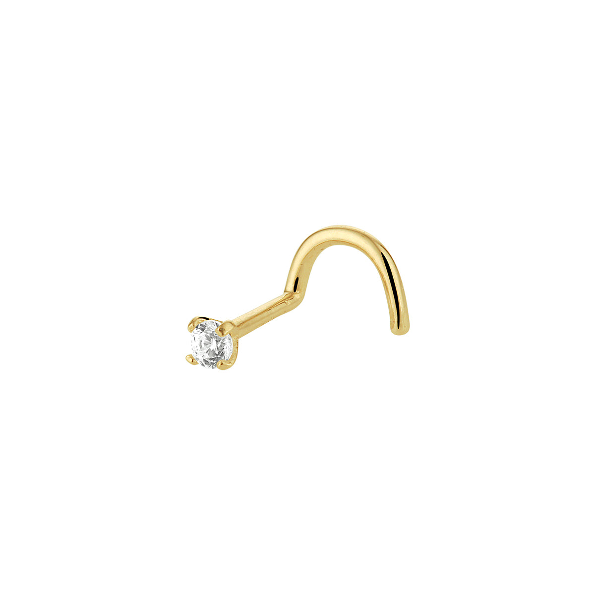 Curl-Nasenstecker aus 14-karätigem Gelbgold mit Zirkonia