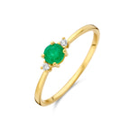 Ring Trilogie Smaragd und Diamant 0,03 ct (2x 0,015 ct) h p1 14 K Gelbgold