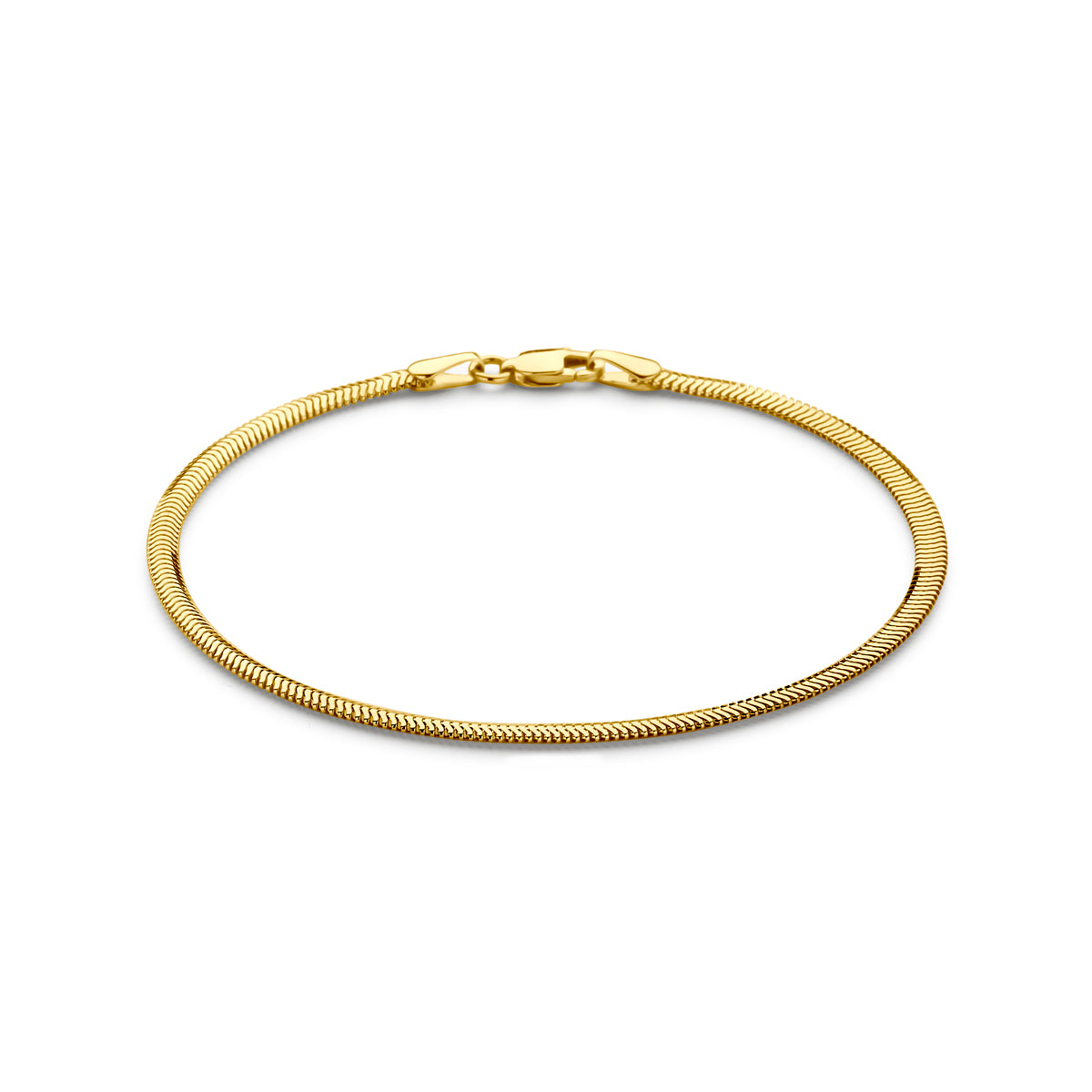 slang plat (bol) 2,6 mm 18 cm 14K geelgoud
