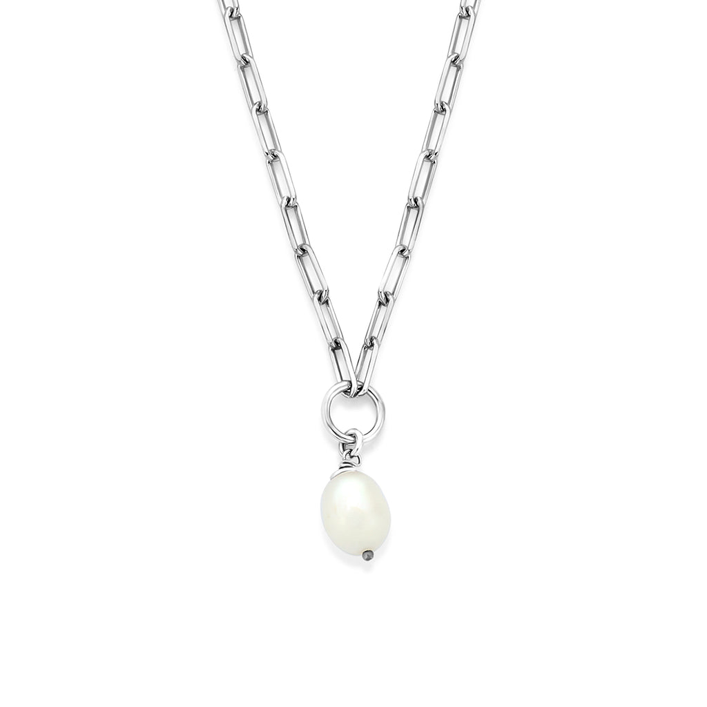 collier parel 40,5 + 5 cm zilver gerhodineerd