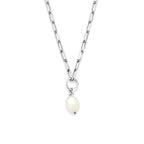 collier parel 40,5 + 5 cm zilver gerhodineerd