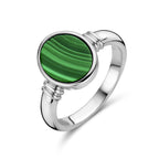 Ring Malachit rhodiniertes Silber