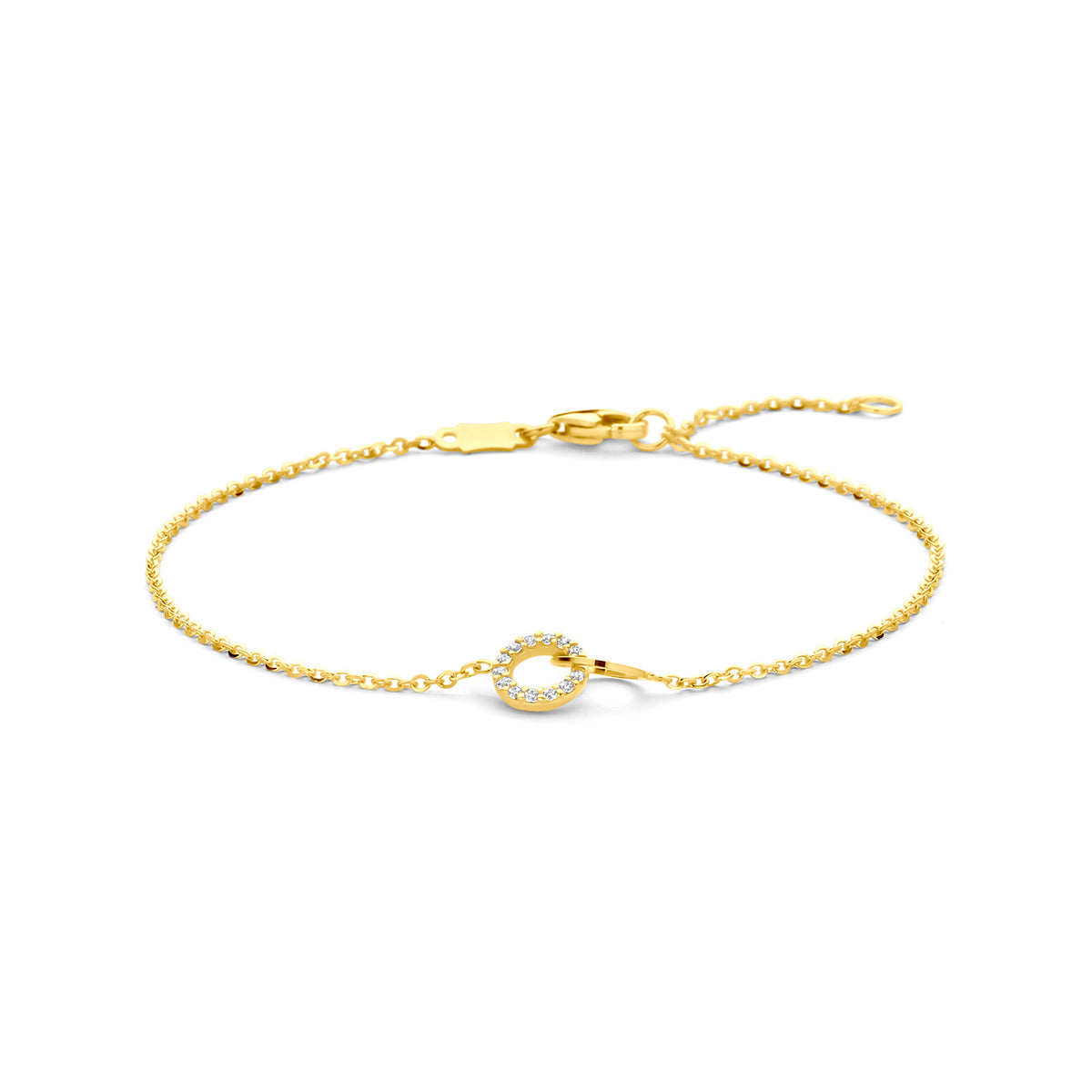 Armband Zirkonia 16 - 18 cm 14K Gelbgold