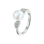Ring Perle und Zirkonia Silber rhodiniert