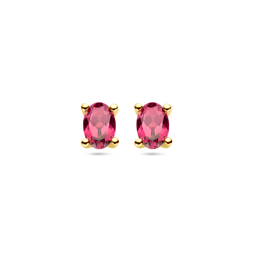Ohrstecker rosa Rhodolit 14K Gelbgold