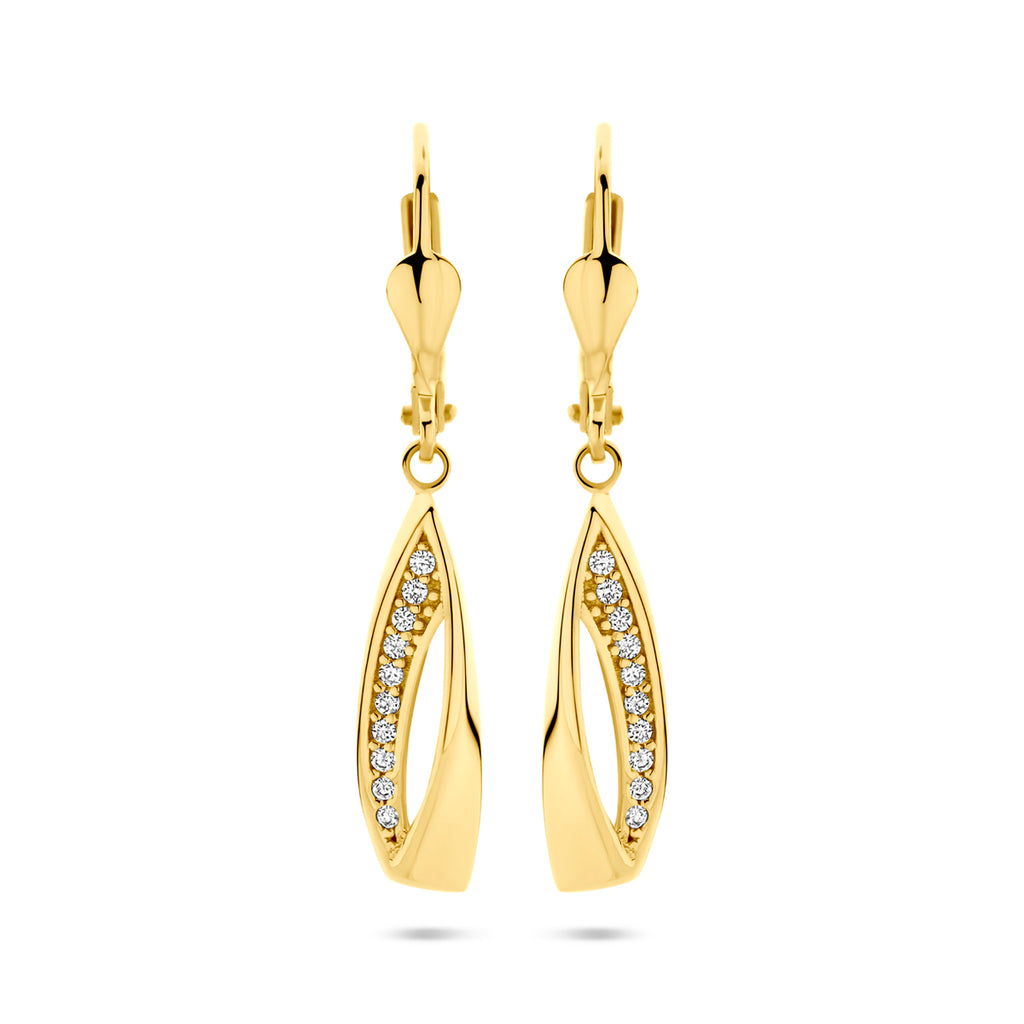 oorhangers zirkonia brisur haak 33 mm 14K geelgoud