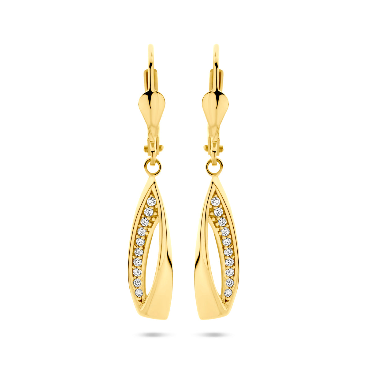oorhangers zirkonia brisur haak 33 mm 14K geelgoud