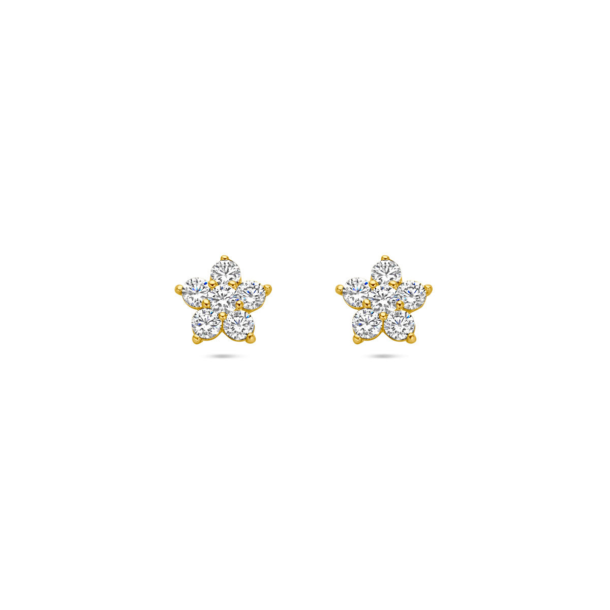 Ohrstecker Blume Zirkonia 14K Gelbgold