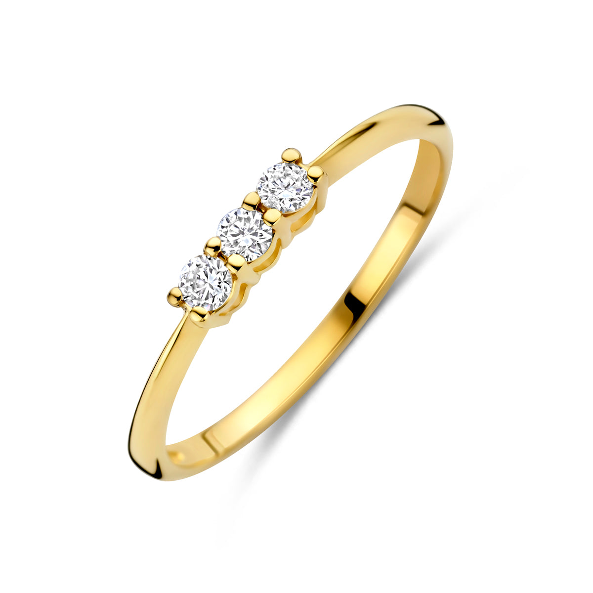 trilogie ring lab grown diamant 0.15ct g vs 14K geelgoud