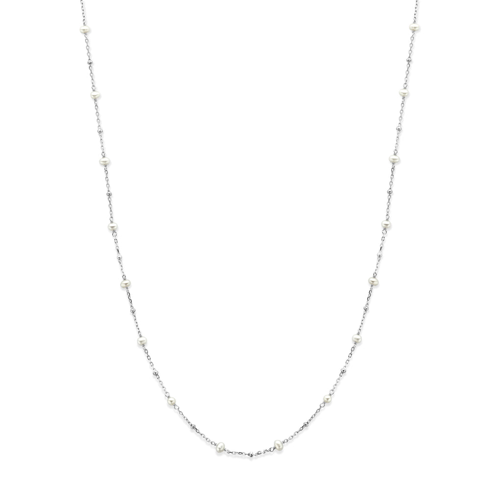 collier parels 41 + 4 cm zilver gerhodineerd