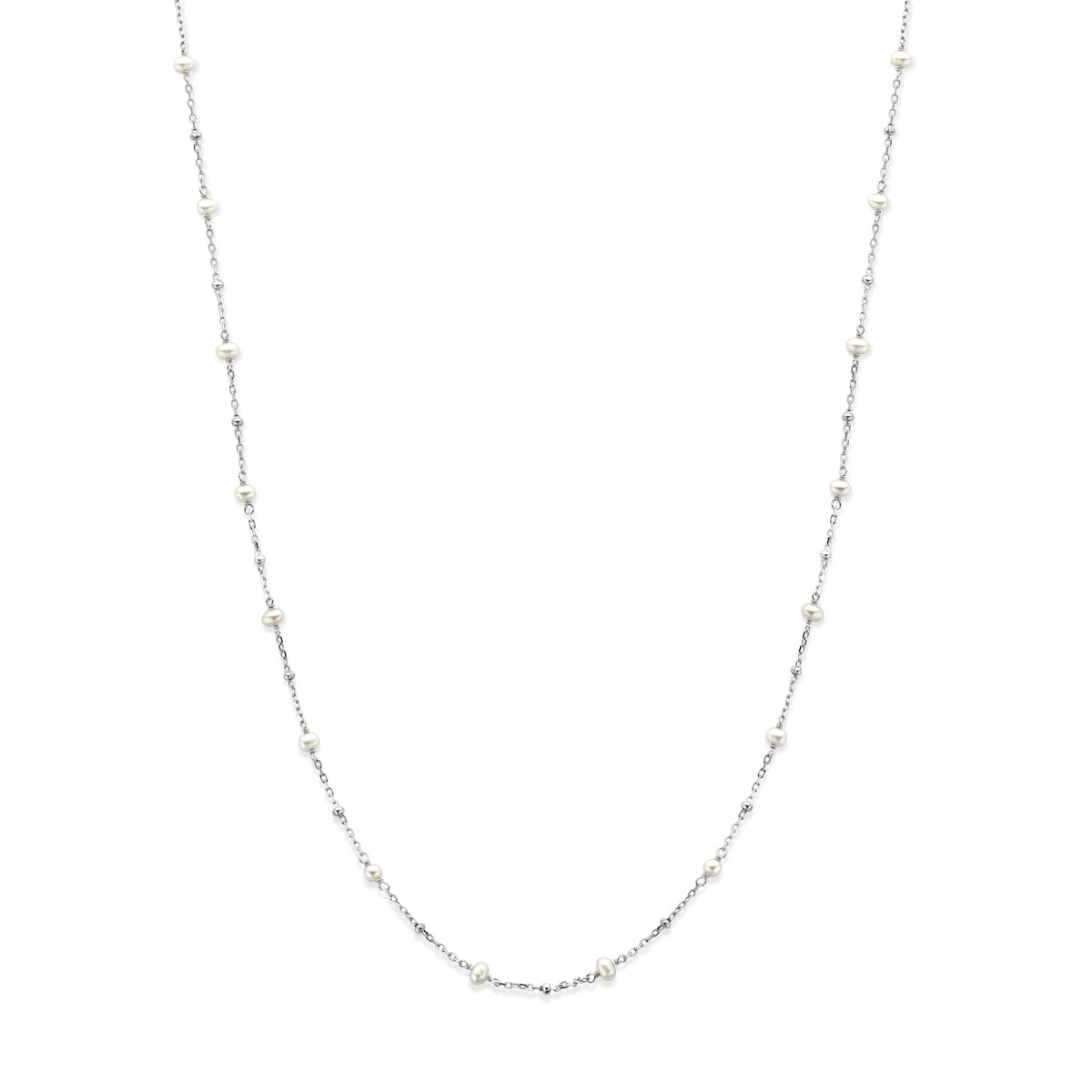 collier parels 41 + 4 cm zilver gerhodineerd