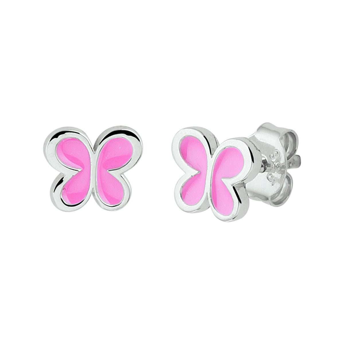 Ohrstecker Schmetterling Emaille Silber rhodiniert