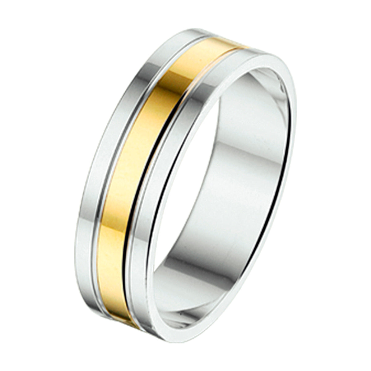 ring 5 mm zonder steen goud met zilver