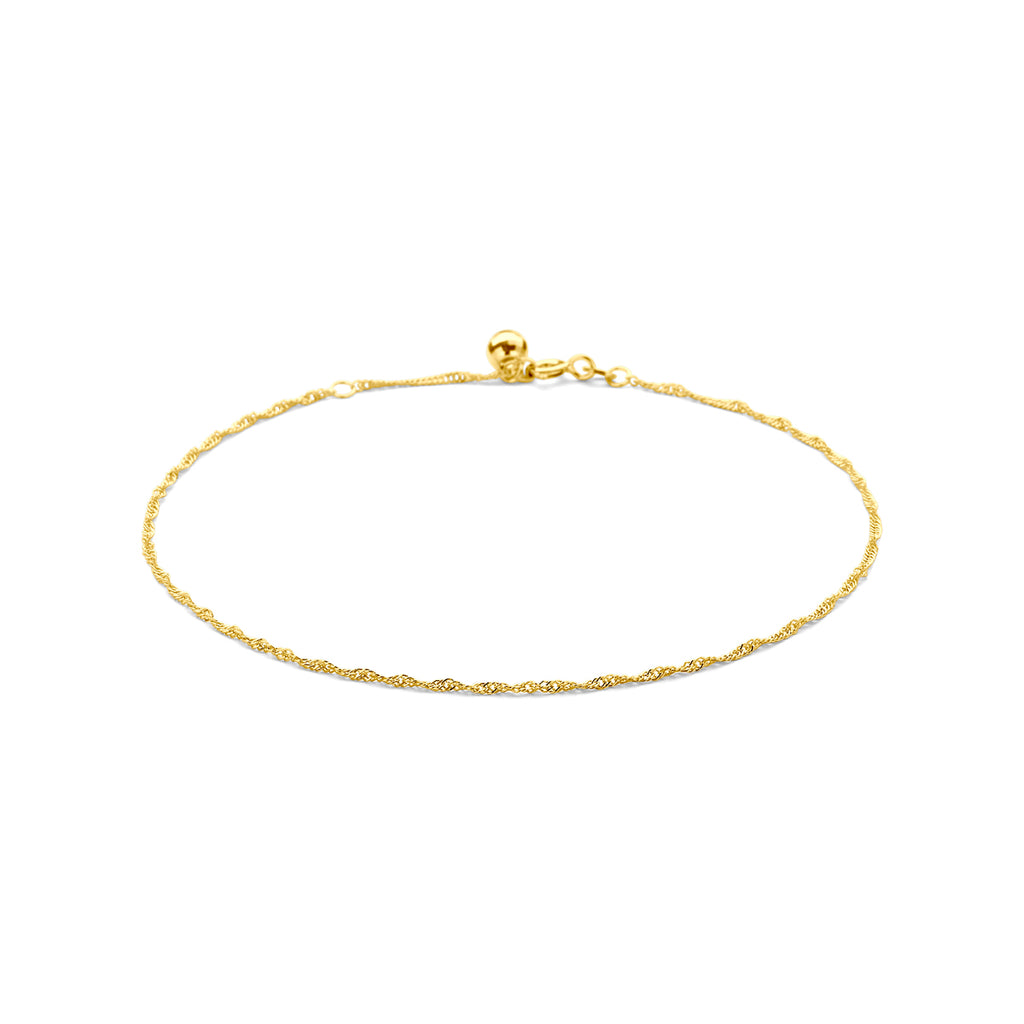 Fußkettchen Singapur 1,4 mm 24 - 26 cm 14K Gelbgold