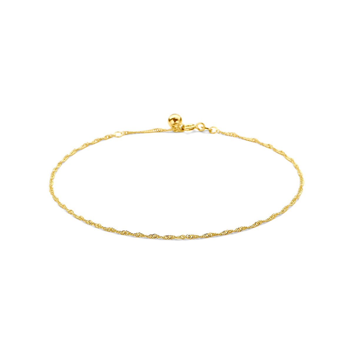 Fußkettchen Singapur 1,4 mm 24 - 26 cm 14K Gelbgold