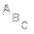 oorknop letter zirkonia per stuk zilver gerhodineerd