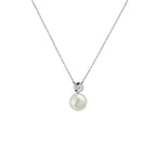 Halskette Perle und Zirkonia 41 + 4 cm Silber rhodiniert