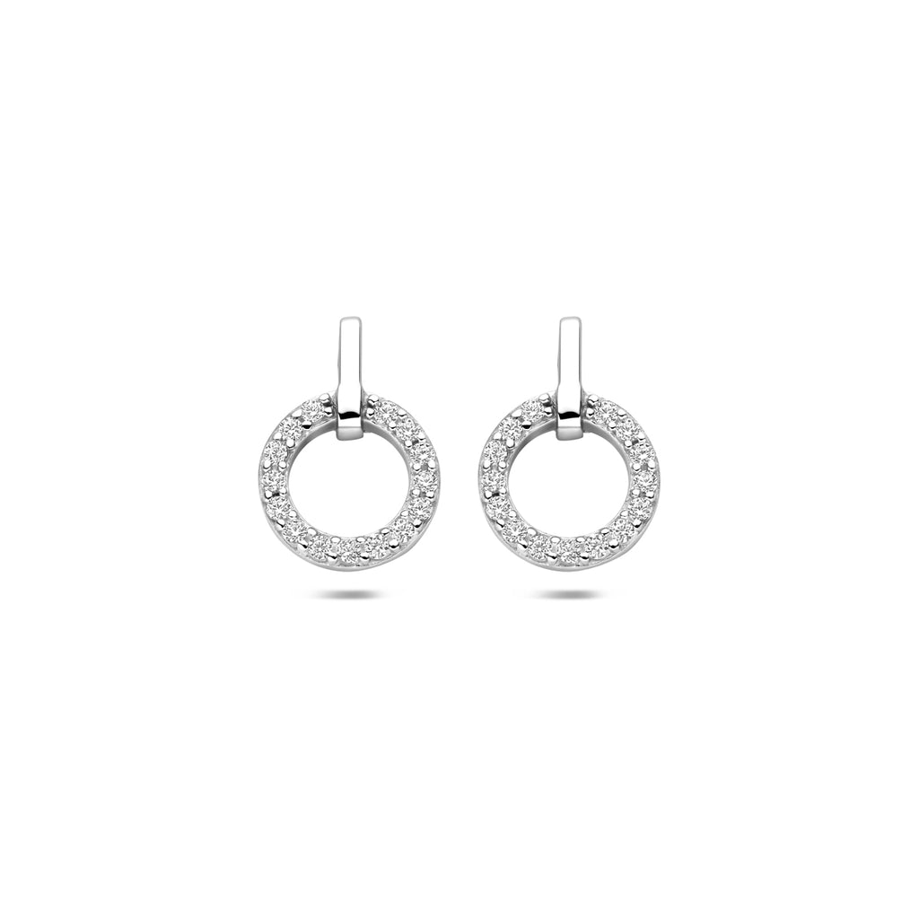 oorknoppen zirkonia 13 mm zilver gerhodineerd