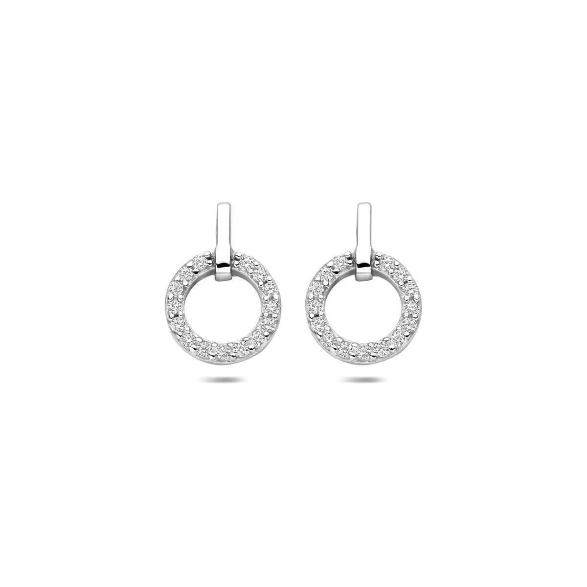 oorknoppen zirkonia 13 mm zilver gerhodineerd
