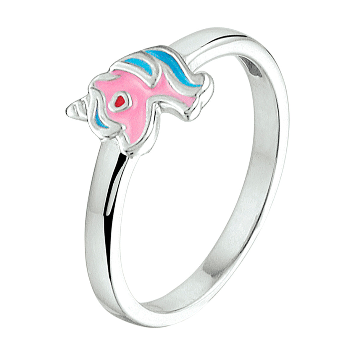 ring eenhoorn emaille zilver gerhodineerd